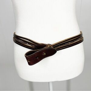 Eddie Bauer Leather String Embellished Brown Belt Small